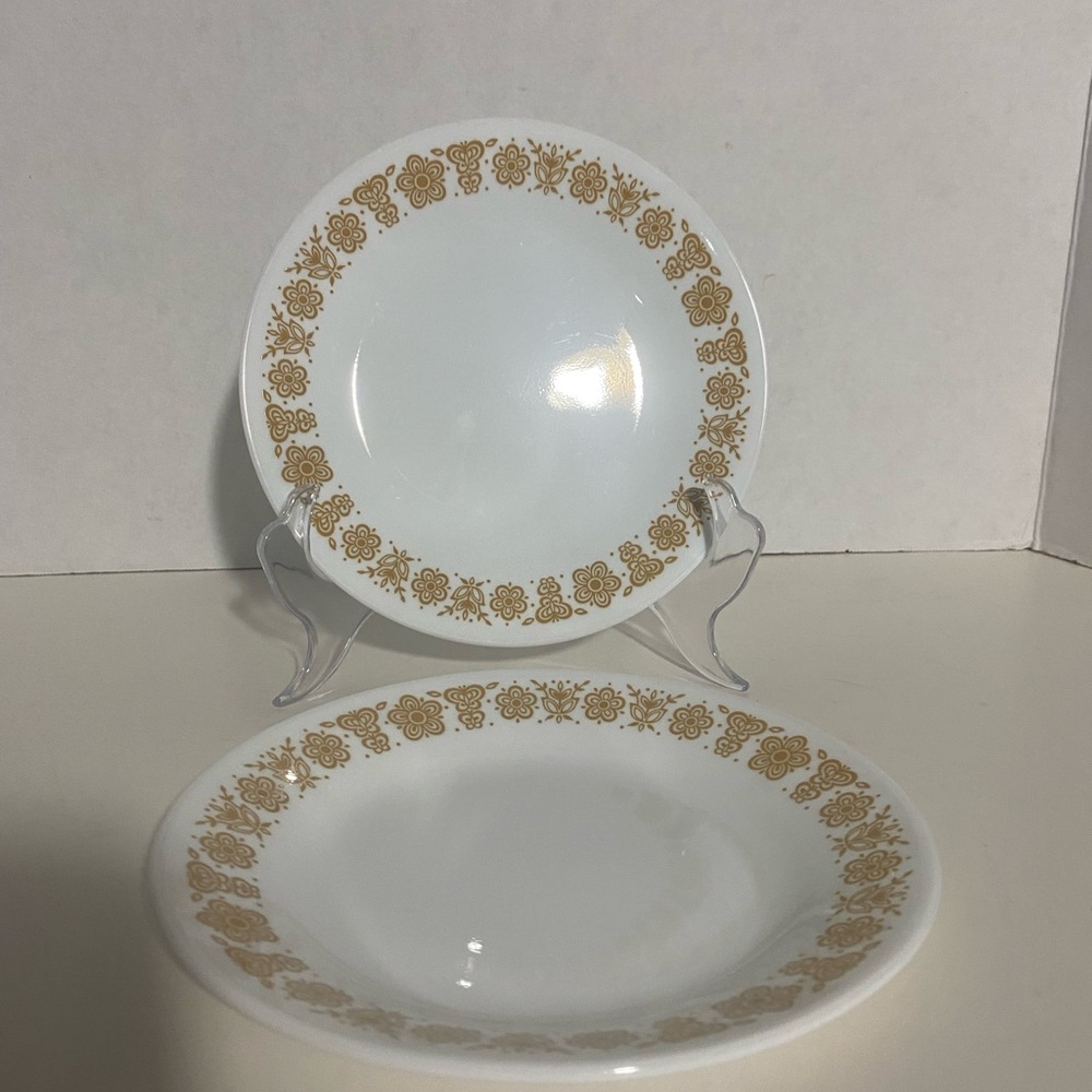 Vintage Corelle 1970’s Set of Two Butterfly Gold Bread Plates 7”EUC